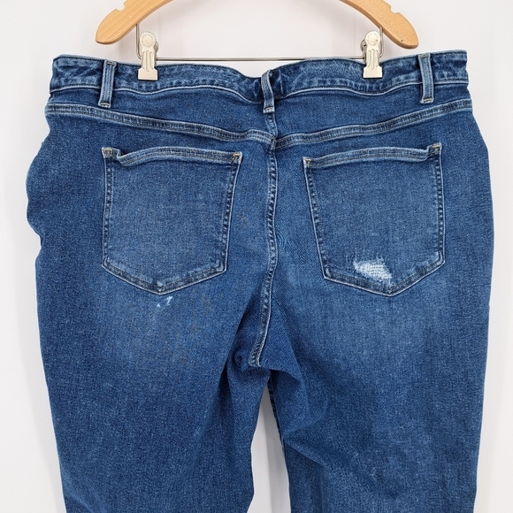Lane Bryant Dark Wash Distressed Flex‎ Magic Waistband Mid Rise Boyfriend Jeans - Picture 5 of 10